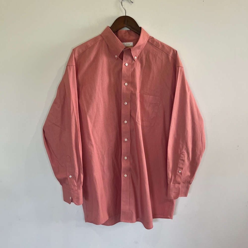 Roundtree & Yorke Gold Label Pink Pinpoint Cotton Non-Iron Shirt 16.5 33